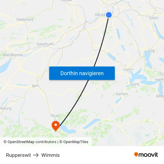 Rupperswil to Wimmis map