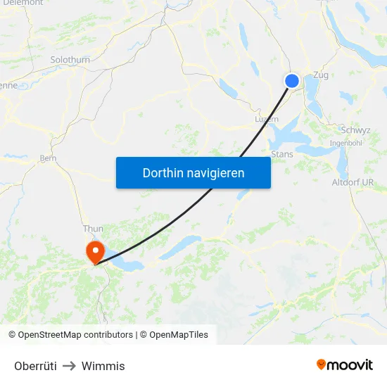 Oberrüti to Wimmis map
