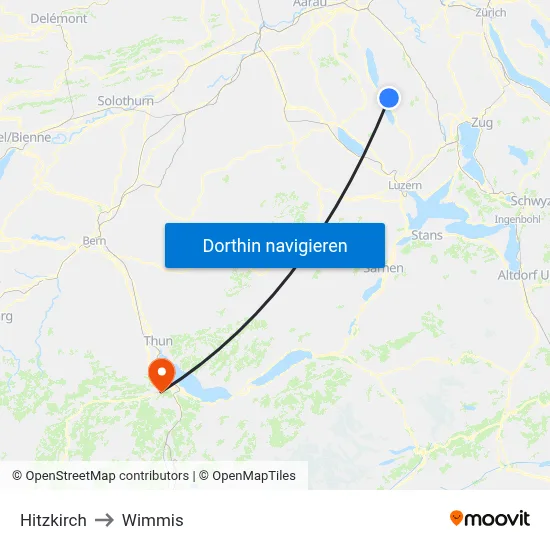Hitzkirch to Wimmis map