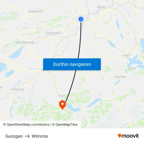 Gunzgen to Wimmis map