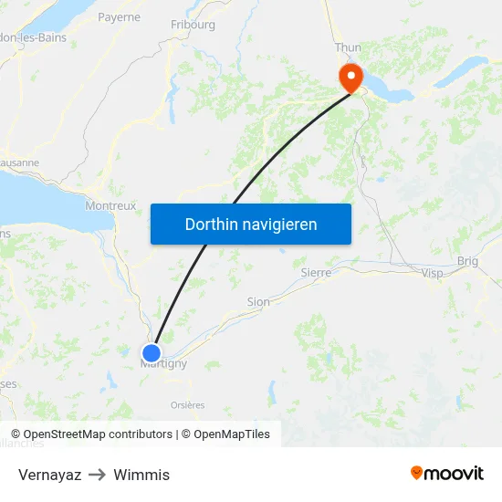 Vernayaz to Wimmis map