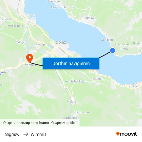Sigriswil to Wimmis map