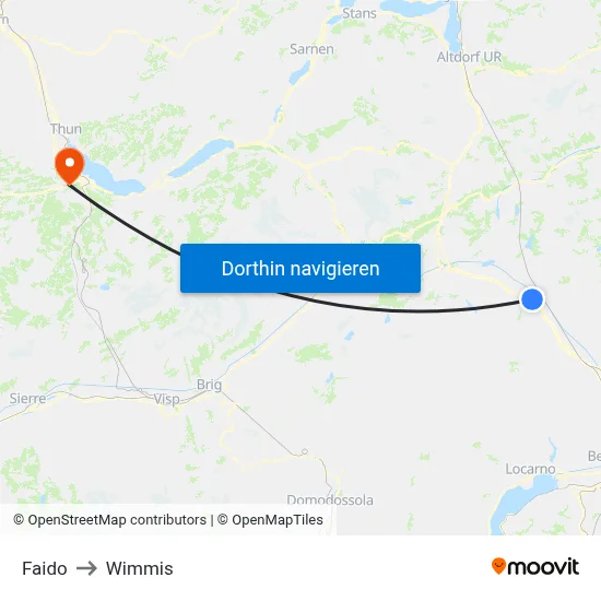 Faido to Wimmis map