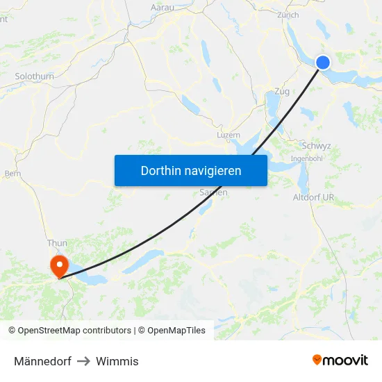 Männedorf to Wimmis map
