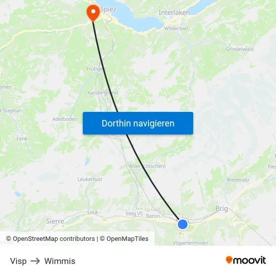 Visp to Wimmis map