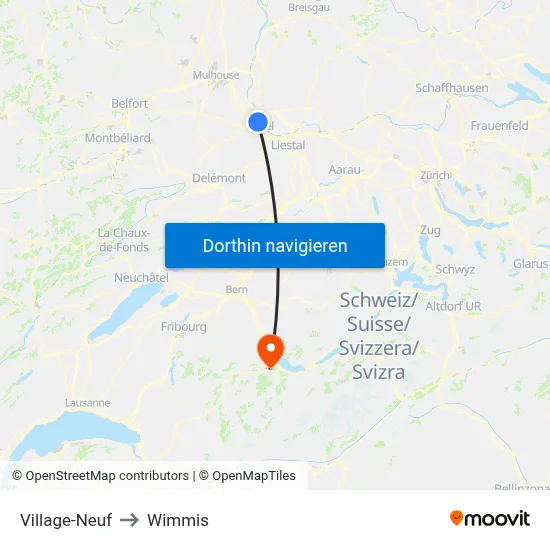Village-Neuf to Wimmis map