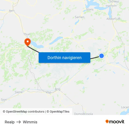 Realp to Wimmis map