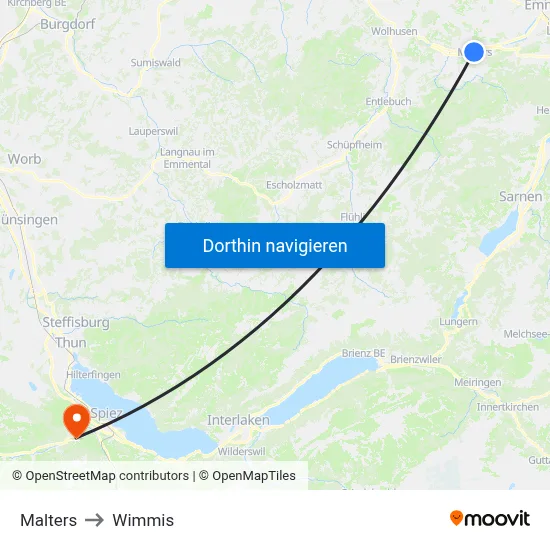 Malters to Wimmis map