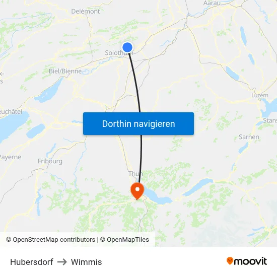 Hubersdorf to Wimmis map