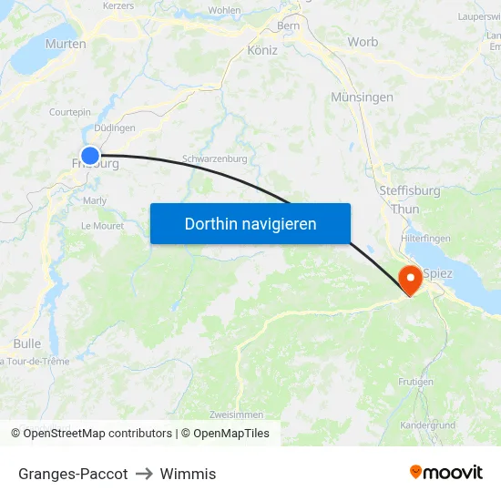 Granges-Paccot to Wimmis map