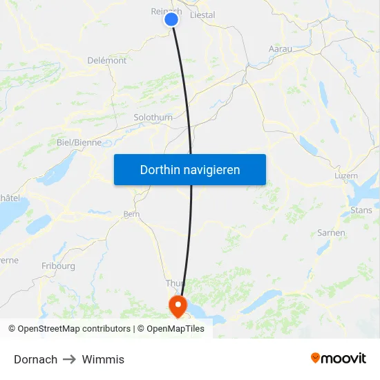 Dornach to Wimmis map