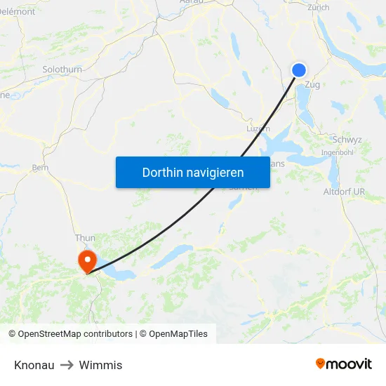 Knonau to Wimmis map