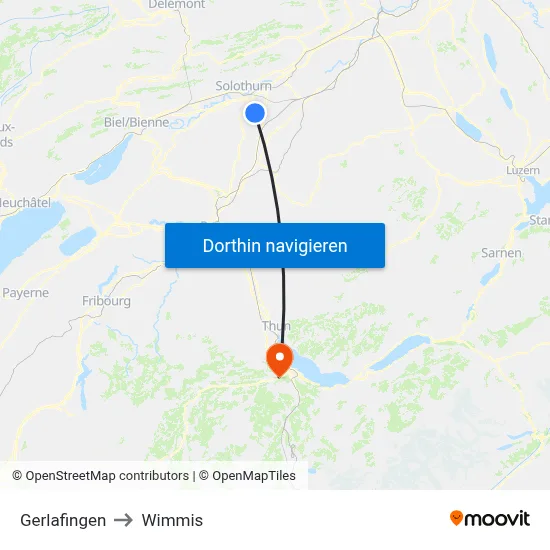 Gerlafingen to Wimmis map
