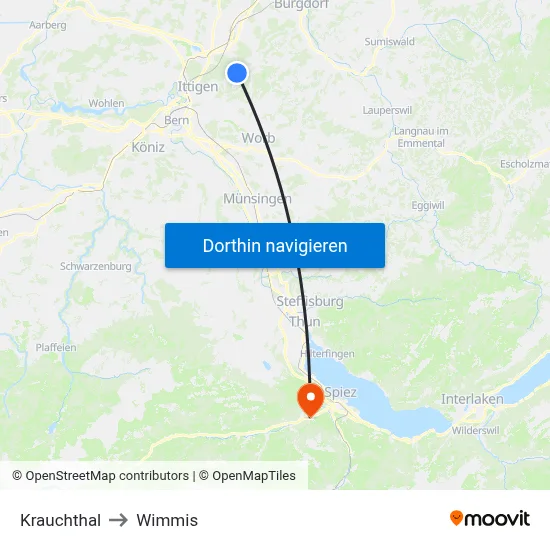 Krauchthal to Wimmis map