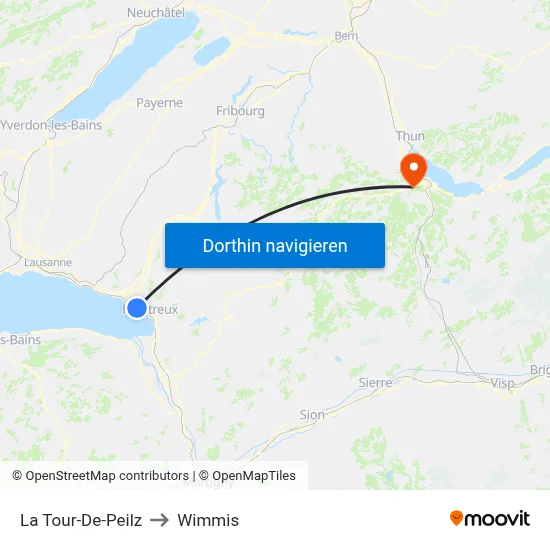 La Tour-De-Peilz to Wimmis map
