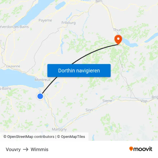 Vouvry to Wimmis map
