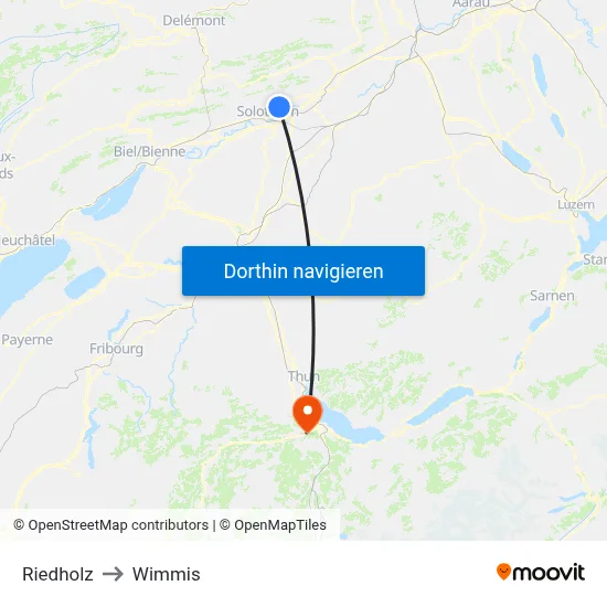 Riedholz to Wimmis map