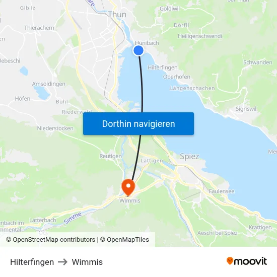 Hilterfingen to Wimmis map