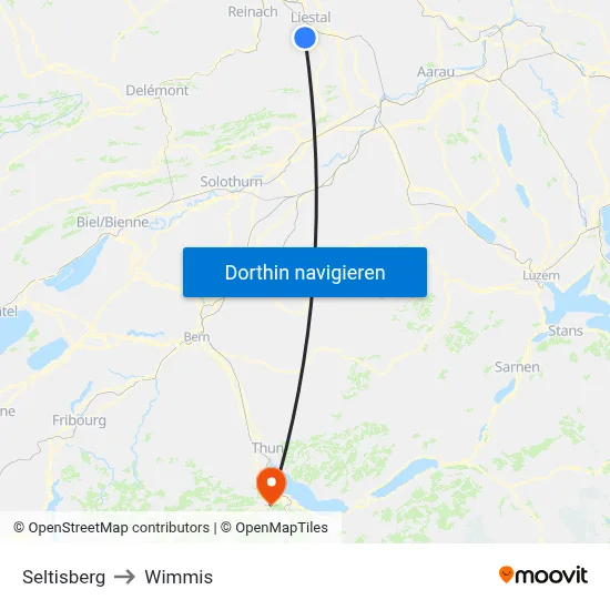 Seltisberg to Wimmis map