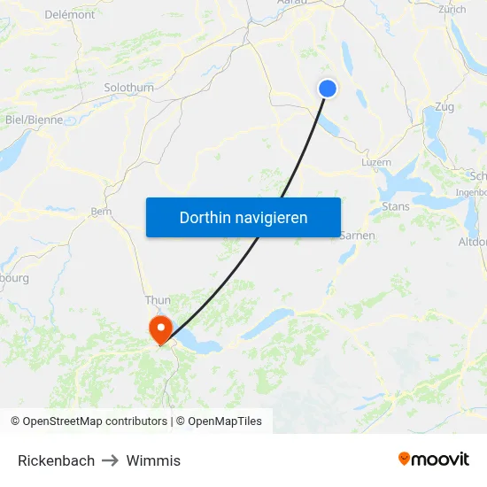 Rickenbach to Wimmis map