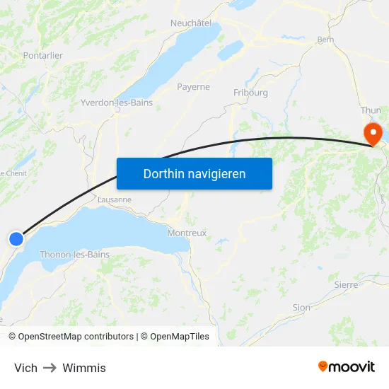 Vich to Wimmis map