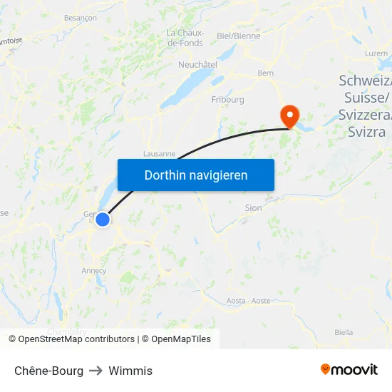 Chêne-Bourg to Wimmis map