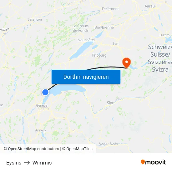 Eysins to Wimmis map