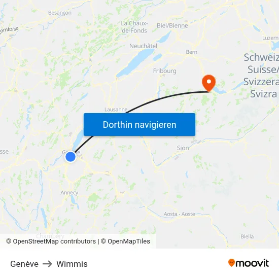 Genève to Wimmis map