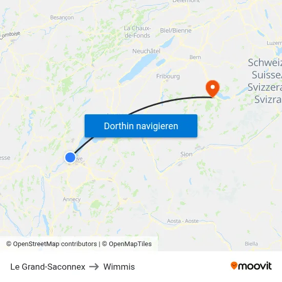 Le Grand-Saconnex to Wimmis map