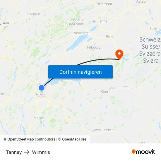 Tannay to Wimmis map