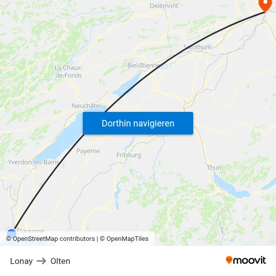 Lonay to Olten map