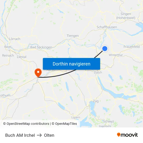Buch AM Irchel to Olten map