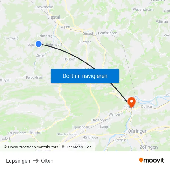 Lupsingen to Olten map