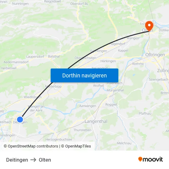 Deitingen to Olten map
