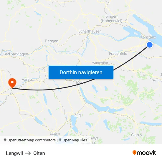 Lengwil to Olten map