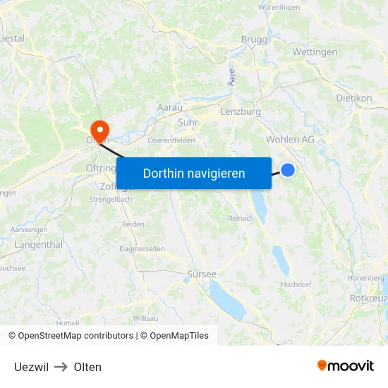 Uezwil to Olten map