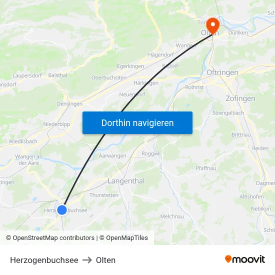 Herzogenbuchsee to Olten map