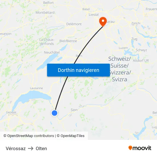 Vérossaz to Olten map