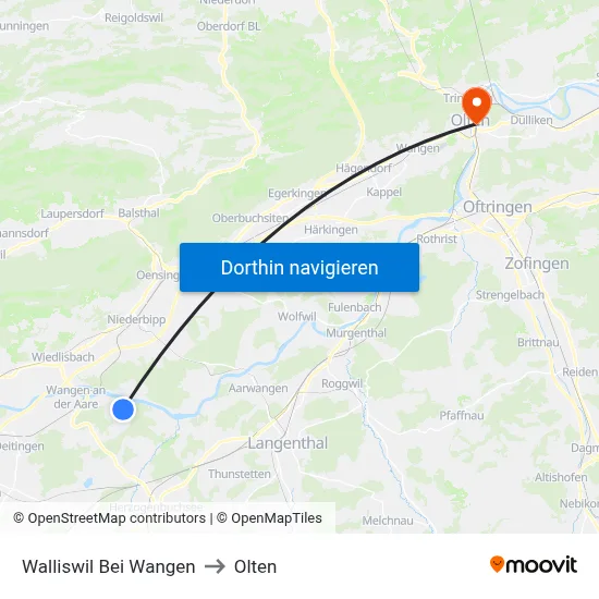 Walliswil Bei Wangen to Olten map