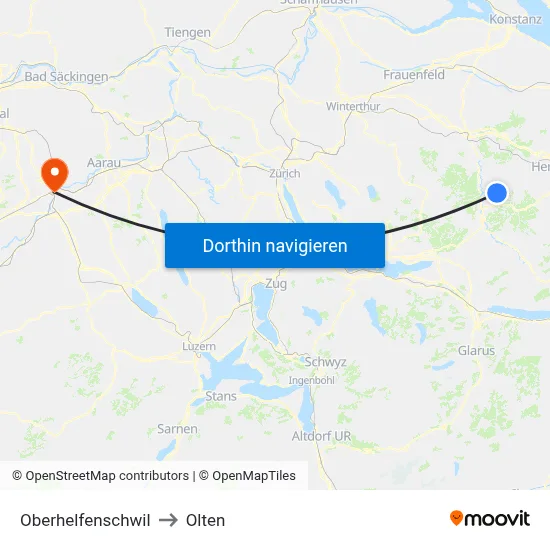 Oberhelfenschwil to Olten map