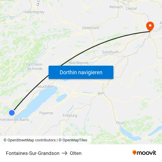 Fontaines-Sur-Grandson to Olten map