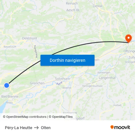 Péry-La Heutte to Olten map