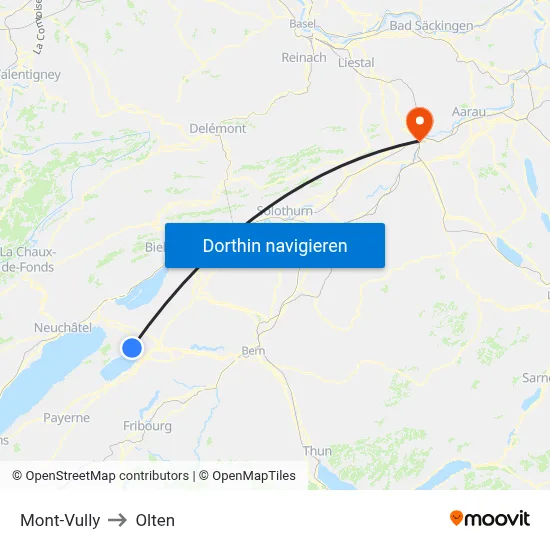 Mont-Vully to Olten map