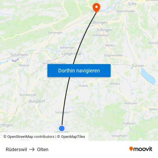 Rüderswil to Olten map