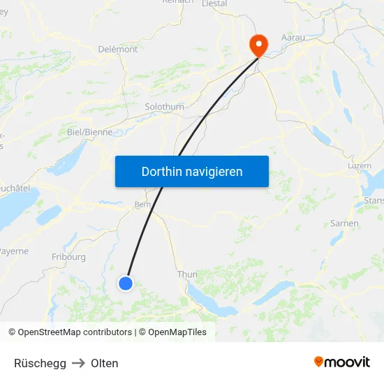 Rüschegg to Olten map