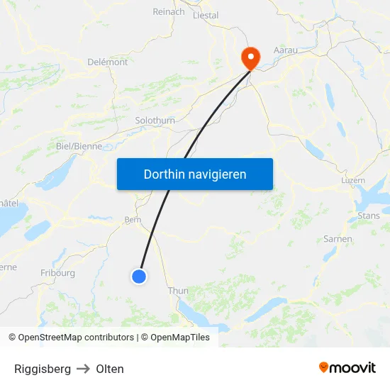 Riggisberg to Olten map