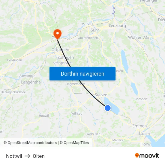 Nottwil to Olten map