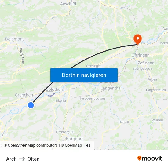 Arch to Olten map