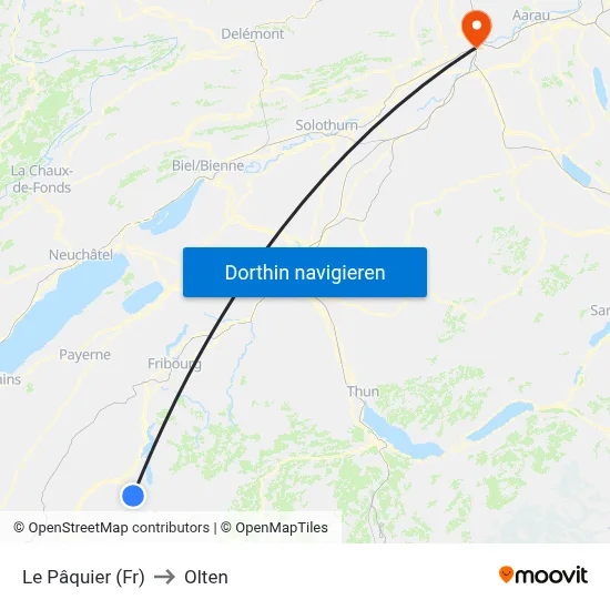 Le Pâquier (Fr) to Olten map