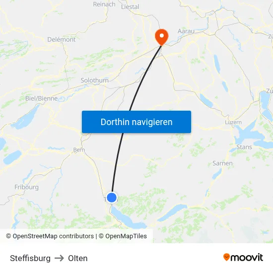 Steffisburg to Olten map